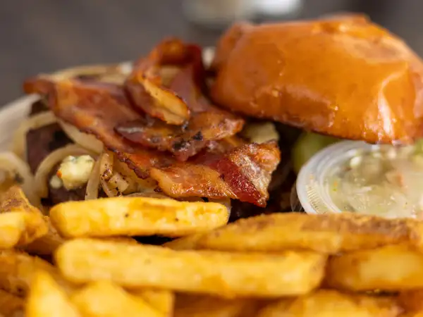 House Burger with French Fries and Coleslaw